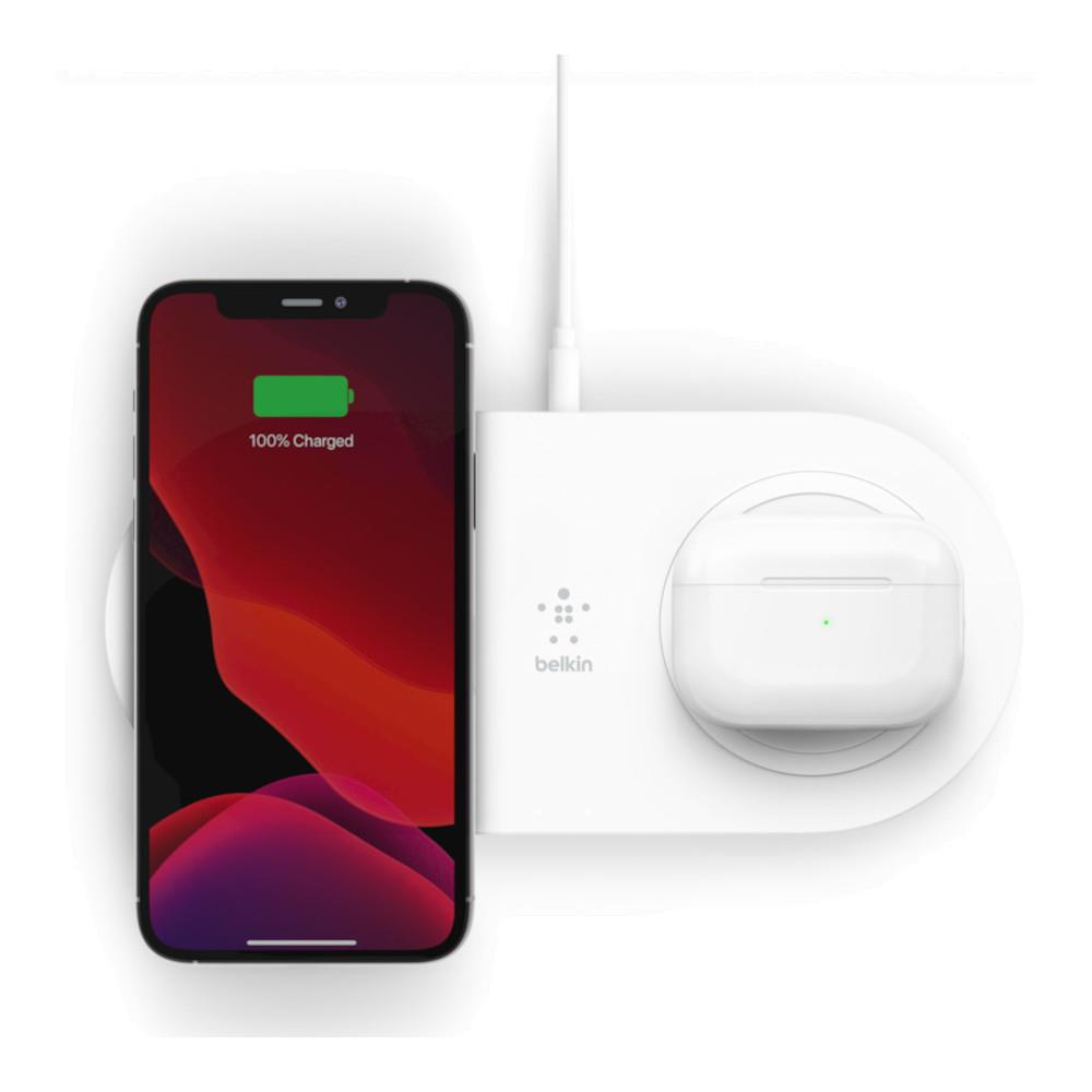 Belkin BOOSTCHARGE Dual Wireless Charging Pad 10W with PSU - White