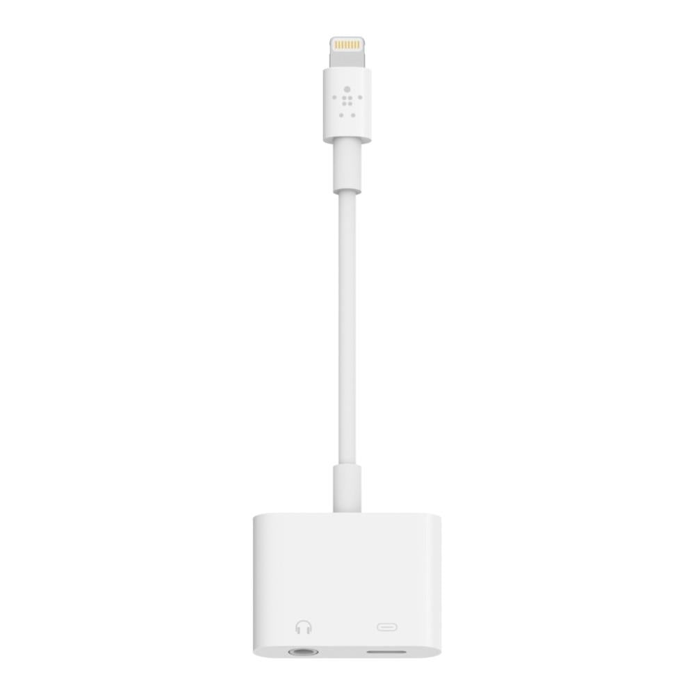 Belkin 3.5mm RockStar Lightning Charger and AUX Port 4&quot; - White