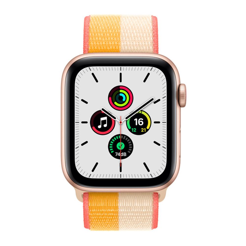 Apple Watch SE GPS + Cellular 44mm Gold Aluminium Case with Maize/White Sport Loop