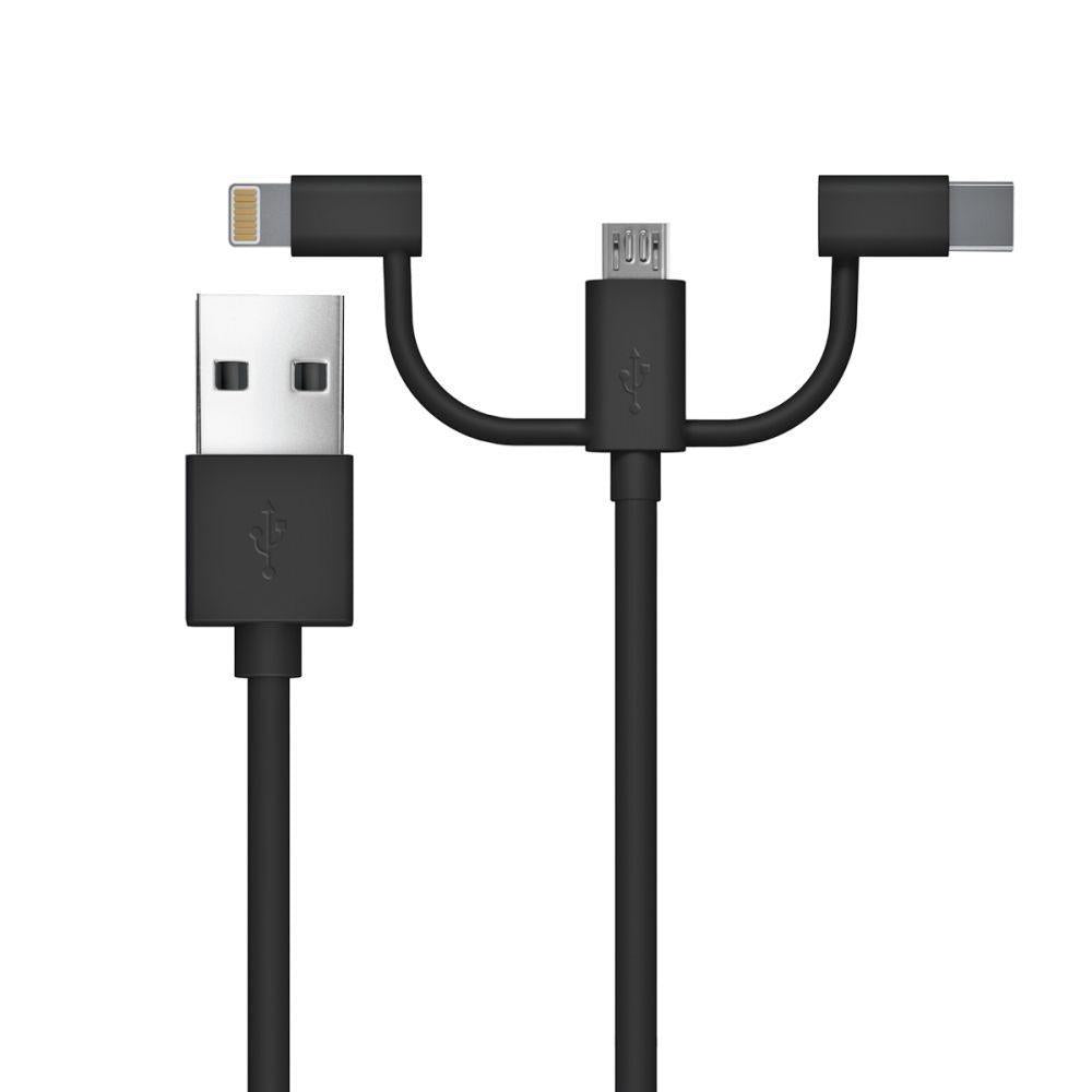 3in1 Lightning MicroUSB USB Type C Charge & Sync Cable 2m