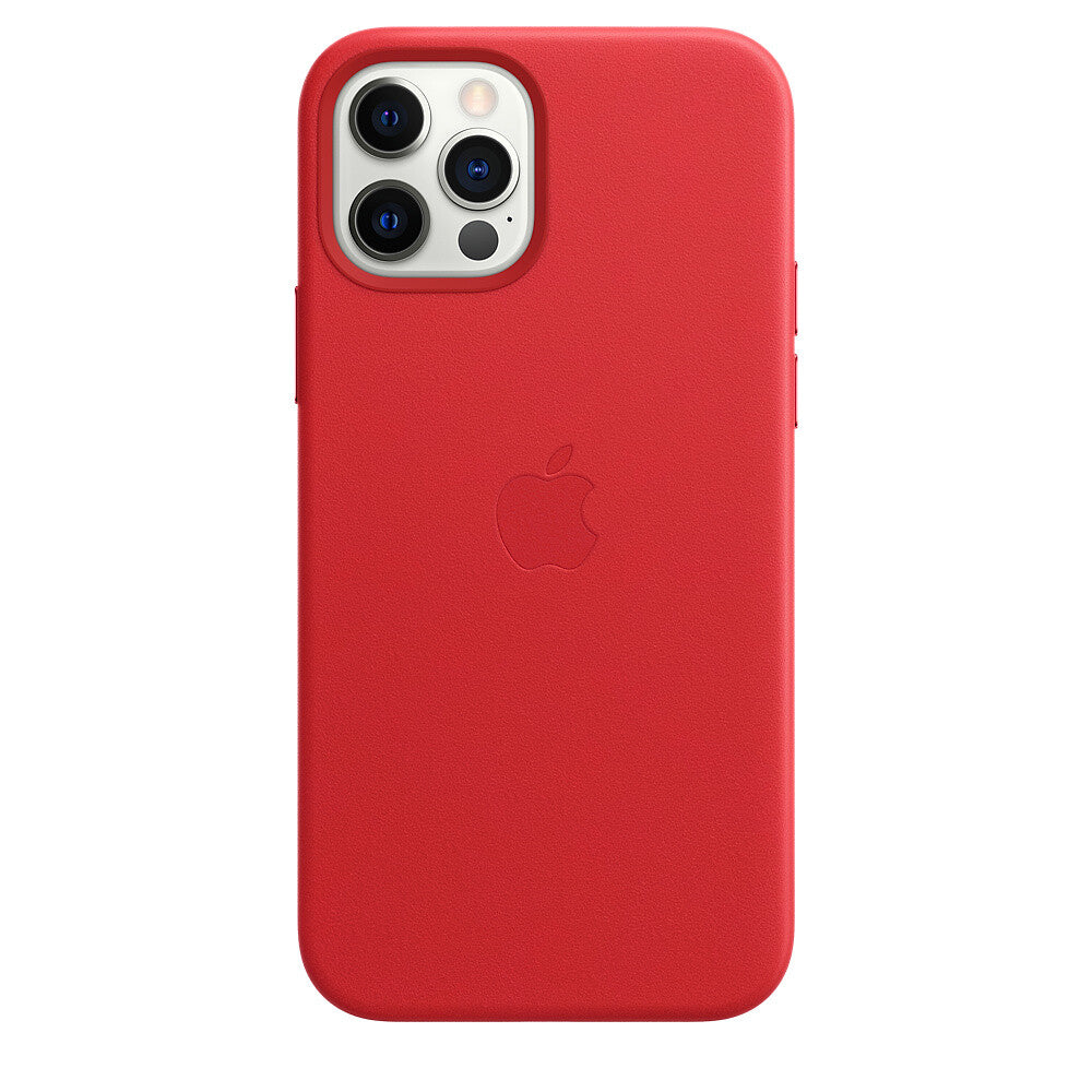 Apple iPhone 12, 12 Pro Leather Case with MagSafe in Red