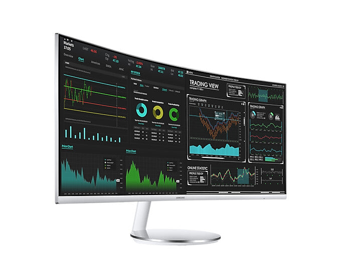 Samsung C34J791WTP computer monitor 86.4 cm (34") 3440 x 1440 pixels UltraWide Quad HD QLED Silver, White
