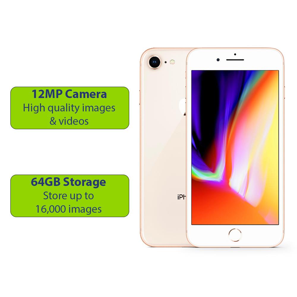 Apple iPhone 8 - Refurbished - Single SIM - Gold - 64GB