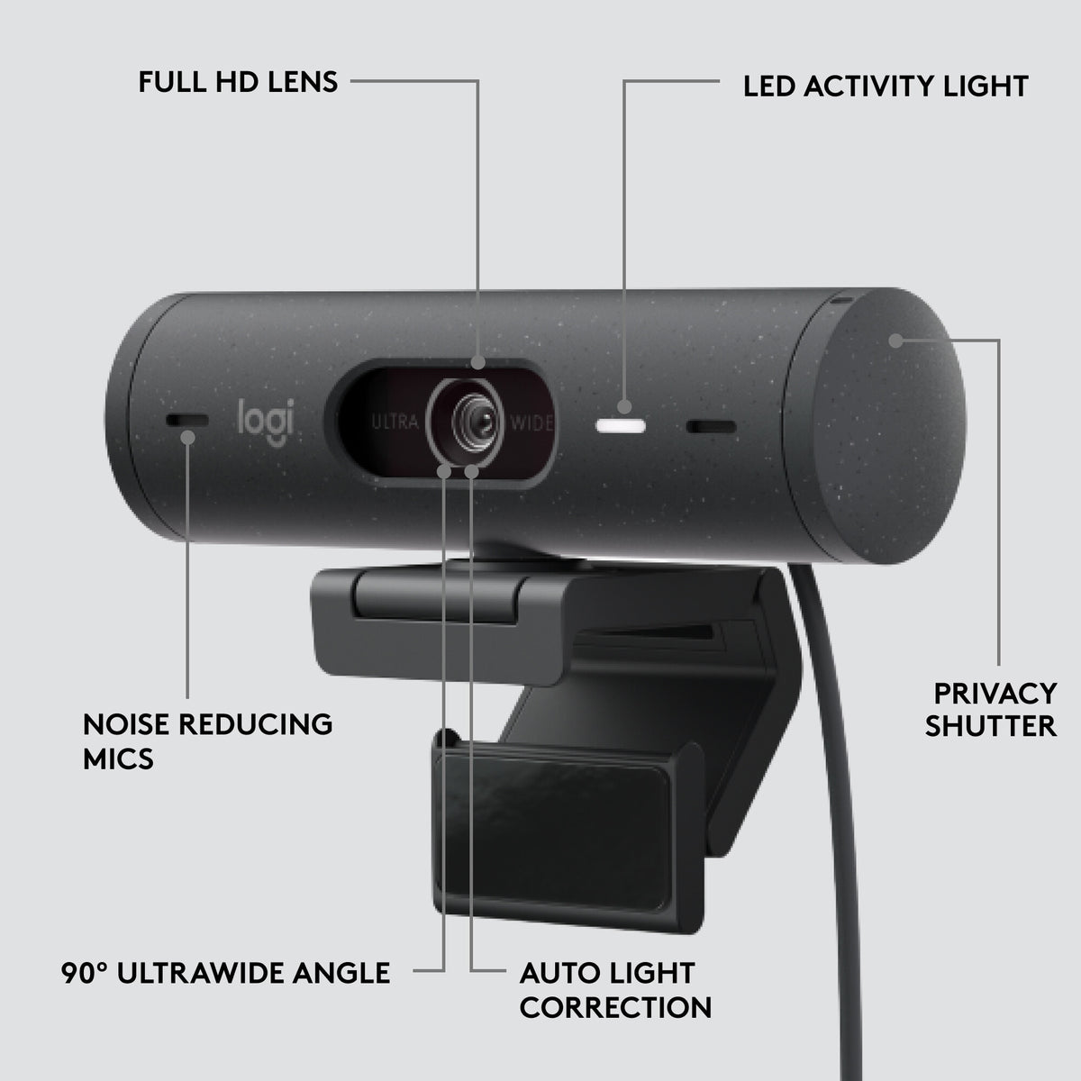 Logitech Brio 500 - 4MP 1920 x 1080p USB webcam in Black