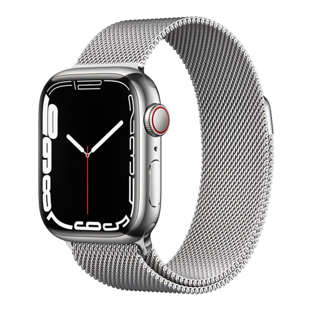 Apple Watch Series 7 GPS + Cellular 41mm Silver Stainless Steel Case with Silver Milanese Loop