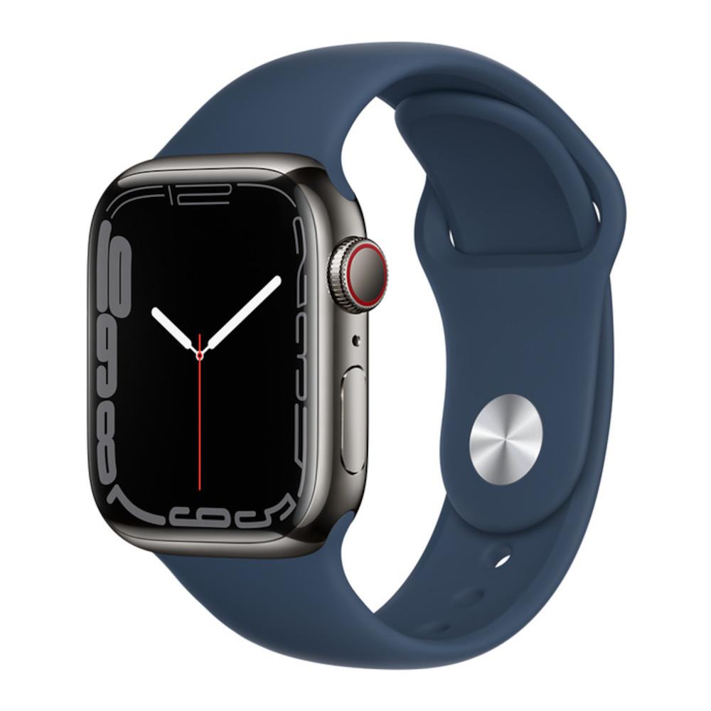 Apple Watch Series 7 GPS + Cellular 41mm Graphite Stainless Steel Case with Abyss Blue Sport Band
