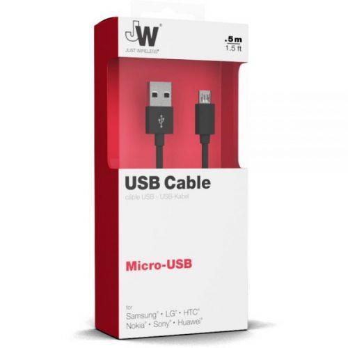 Just Wireless Micro USB Charge &amp; Sync Cable - 0.5m - Black