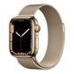 Apple Watch Series 7 GPS + Cellular 41mm Gold Stainless Steel Case with Gold Milanese Loop