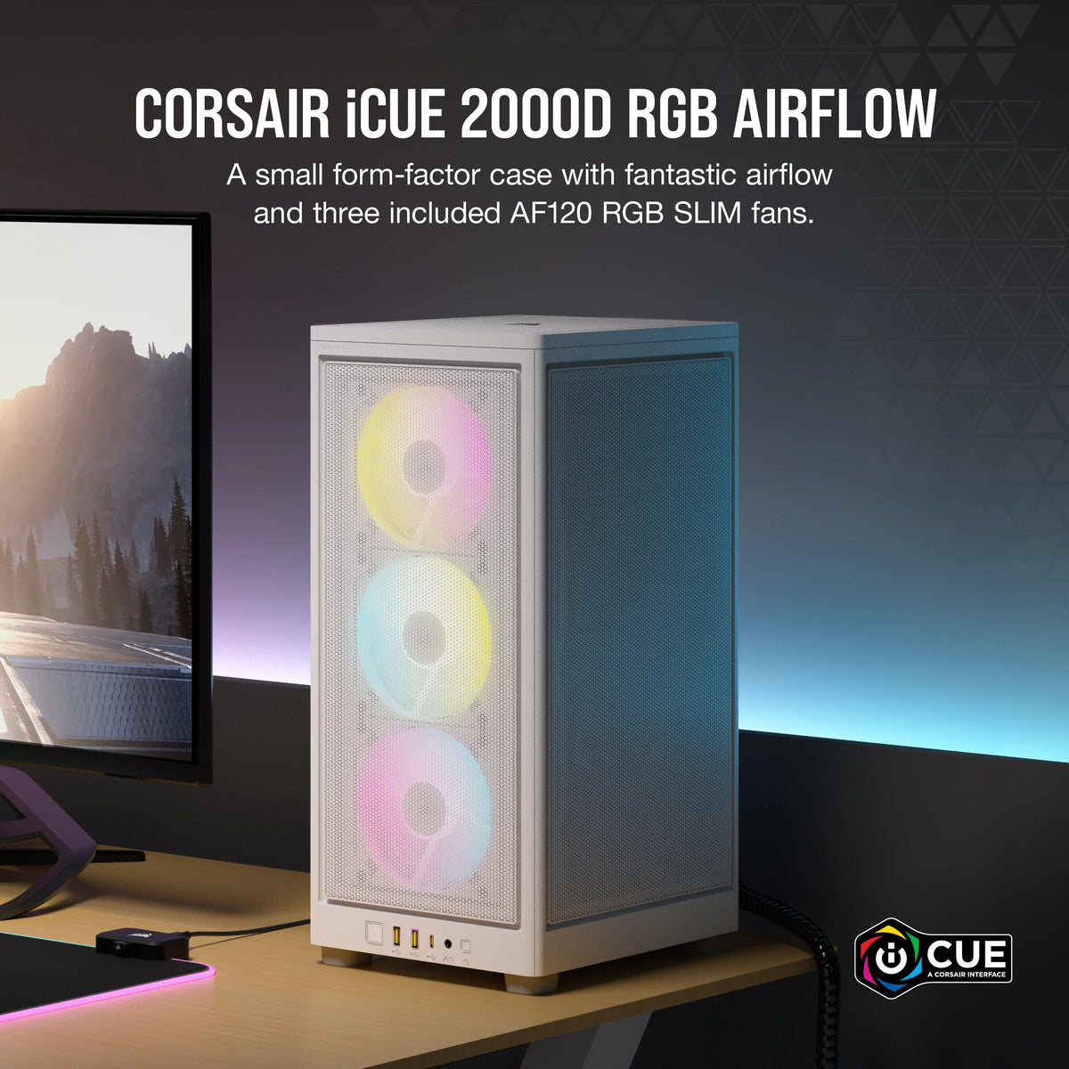 Corsair 2000D RGB AIRFLOW - Mini ITX Tower Case in White
