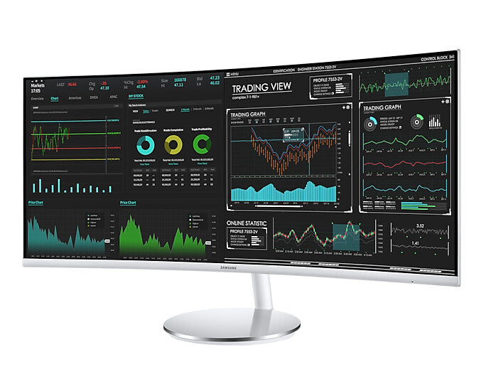 Samsung C34J791WTP computer monitor 86.4 cm (34") 3440 x 1440 pixels UltraWide Quad HD QLED Silver, White