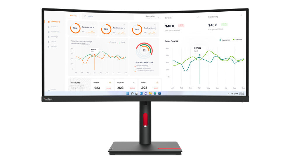 Lenovo ThinkVision T34w-30 LED display 86.4 cm (34") 3440 x 1440 pixels Wide Quad HD