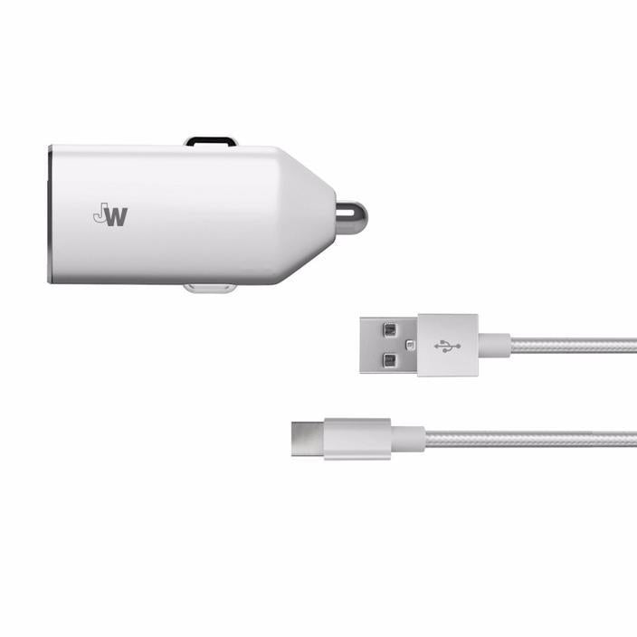 Just Wireless 2.4A USB Type-C Car Charger - Silver