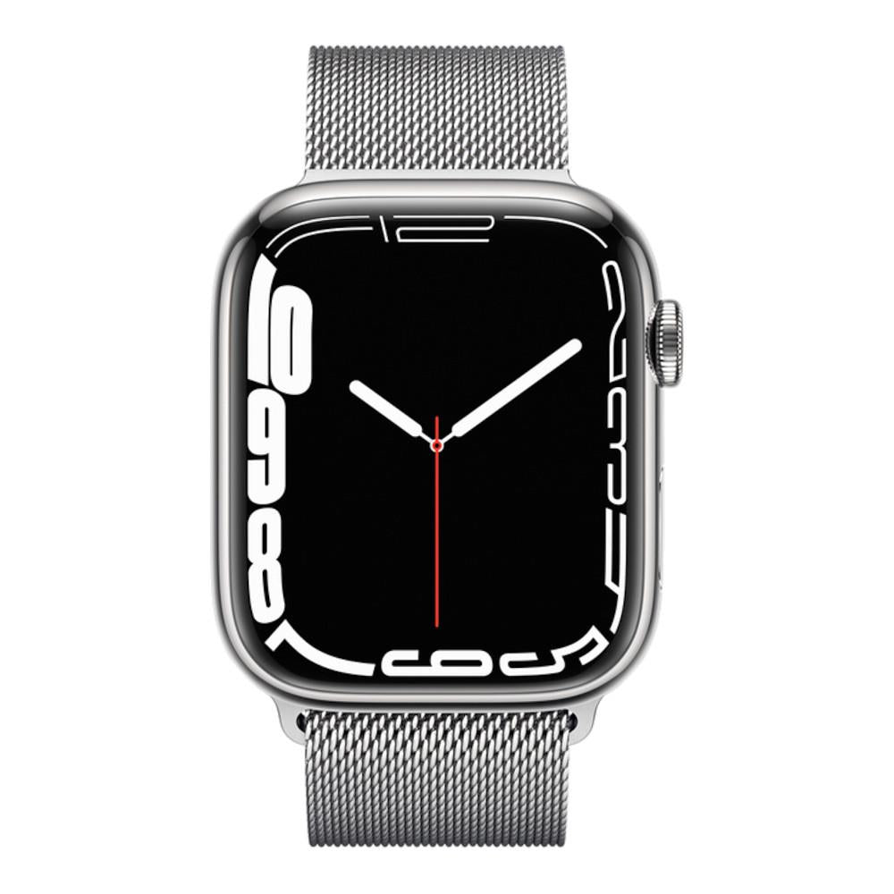 Apple Watch Series 7 GPS + Cellular 45mm Silver Stainless Steel Case with Silver Milanese Loop