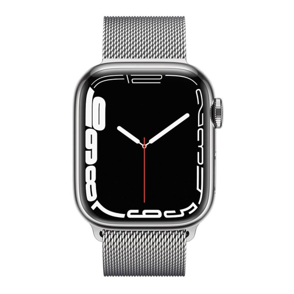 Apple Watch Series 7 GPS + Cellular 41mm Silver Stainless Steel Case with Silver Milanese Loop