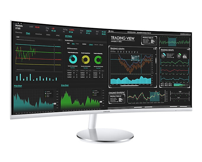 Samsung C34J791WTP computer monitor 86.4 cm (34") 3440 x 1440 pixels UltraWide Quad HD QLED Silver, White