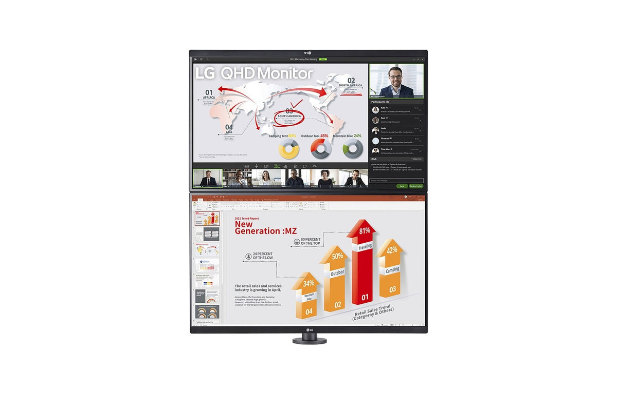 LG 27QP88DP-BS Computer Monitor Ergo Dual with Daisy Chain 68.6 cm (27") 2560 x 1440 pixels Quad HD LED Black