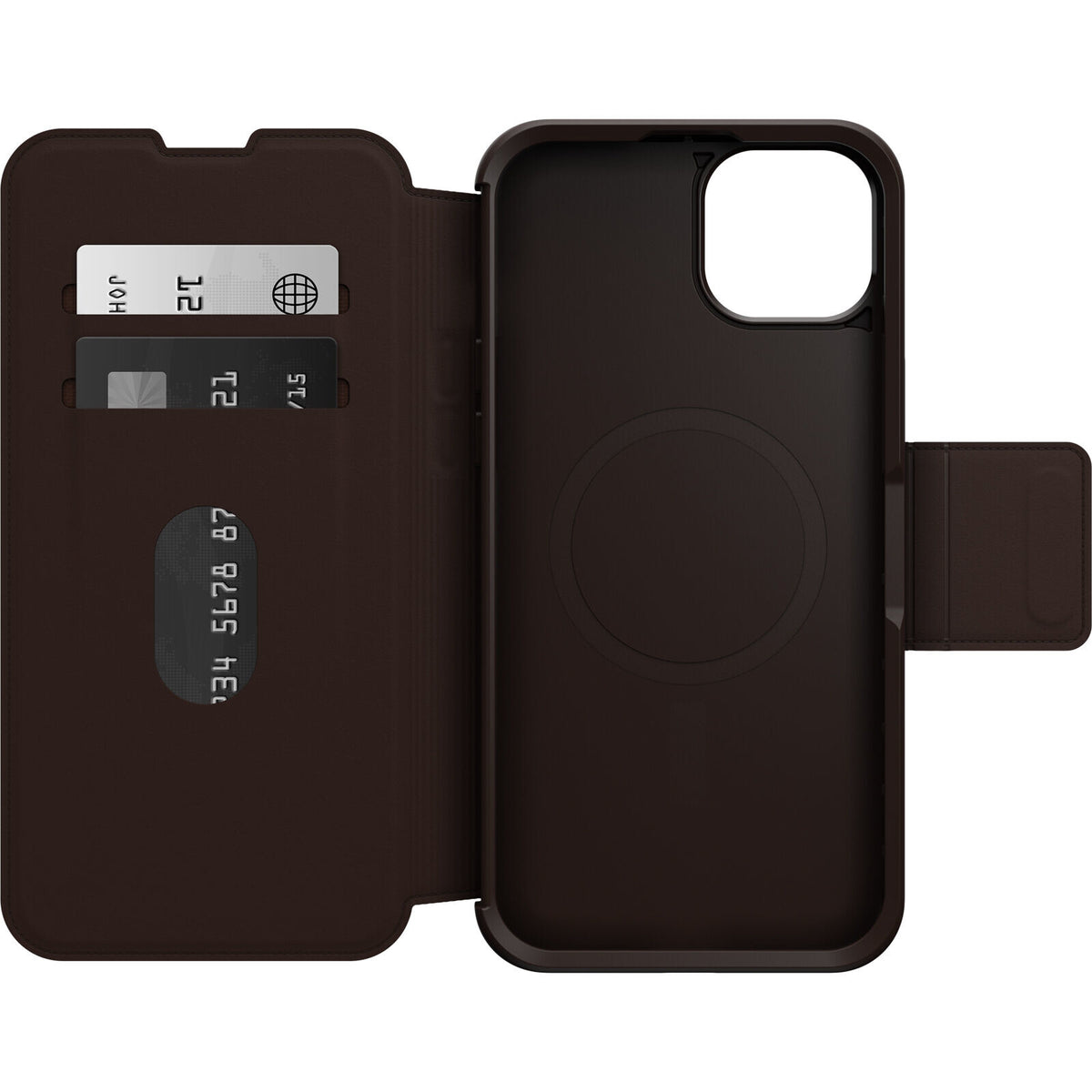 OtterBox Strada Series Folio MagSafe for iPhone 15 Plus in Espresso (Brown)