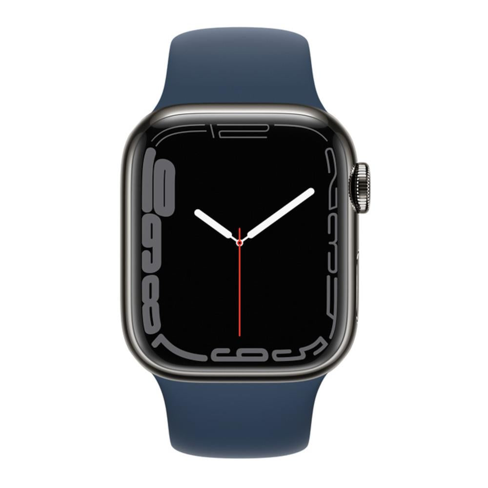 Apple Watch Series 7 GPS + Cellular 41mm Graphite Stainless Steel Case with Abyss Blue Sport Band