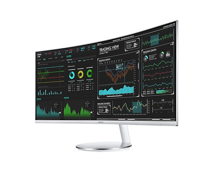 Samsung C34J791WTP computer monitor 86.4 cm (34") 3440 x 1440 pixels UltraWide Quad HD QLED Silver, White
