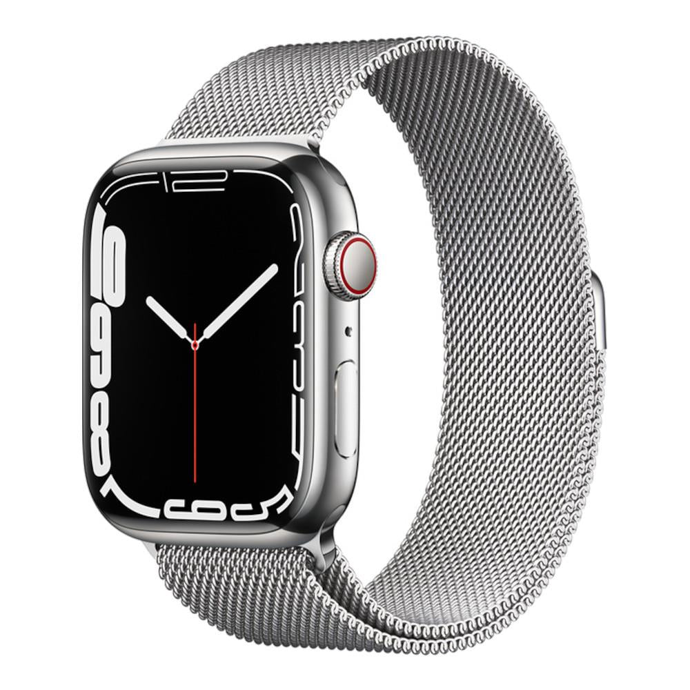 Apple Watch Series 7 GPS + Cellular 45mm Silver Stainless Steel Case with Silver Milanese Loop