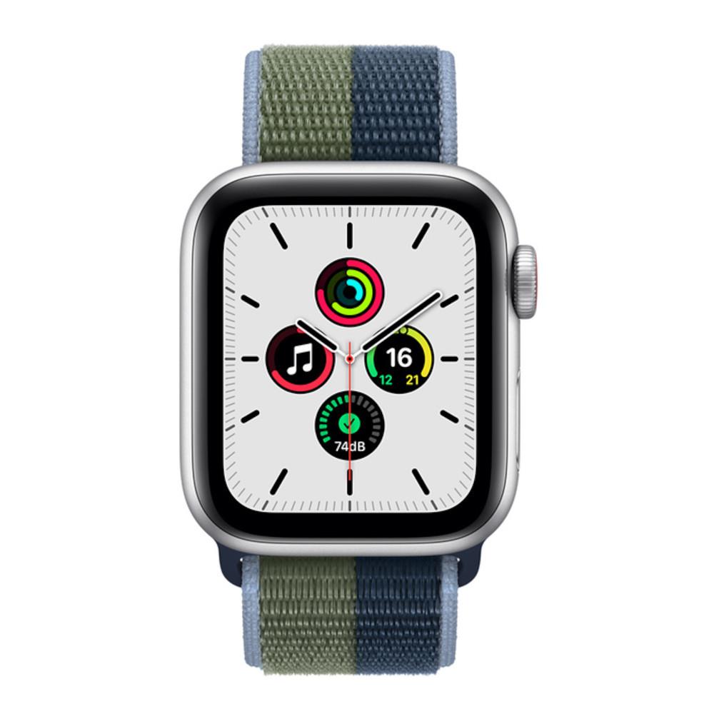 Apple Watch SE GPS + Cellular 40mm Silver Aluminium Case with Abyss Blue/Moss Green Sport Loop
