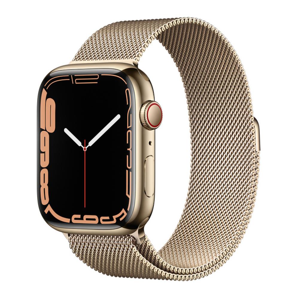 Apple Watch Series 7 GPS + Cellular 45mm Gold Stainless Steel Case with Gold Milanese Loop