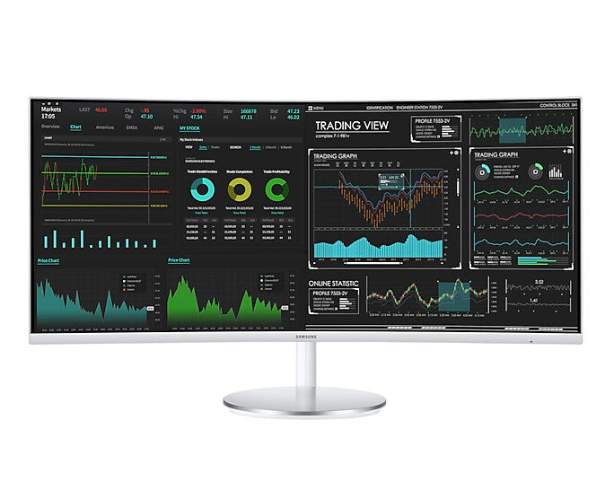 Samsung C34J791WTP computer monitor 86.4 cm (34") 3440 x 1440 pixels UltraWide Quad HD QLED Silver, White