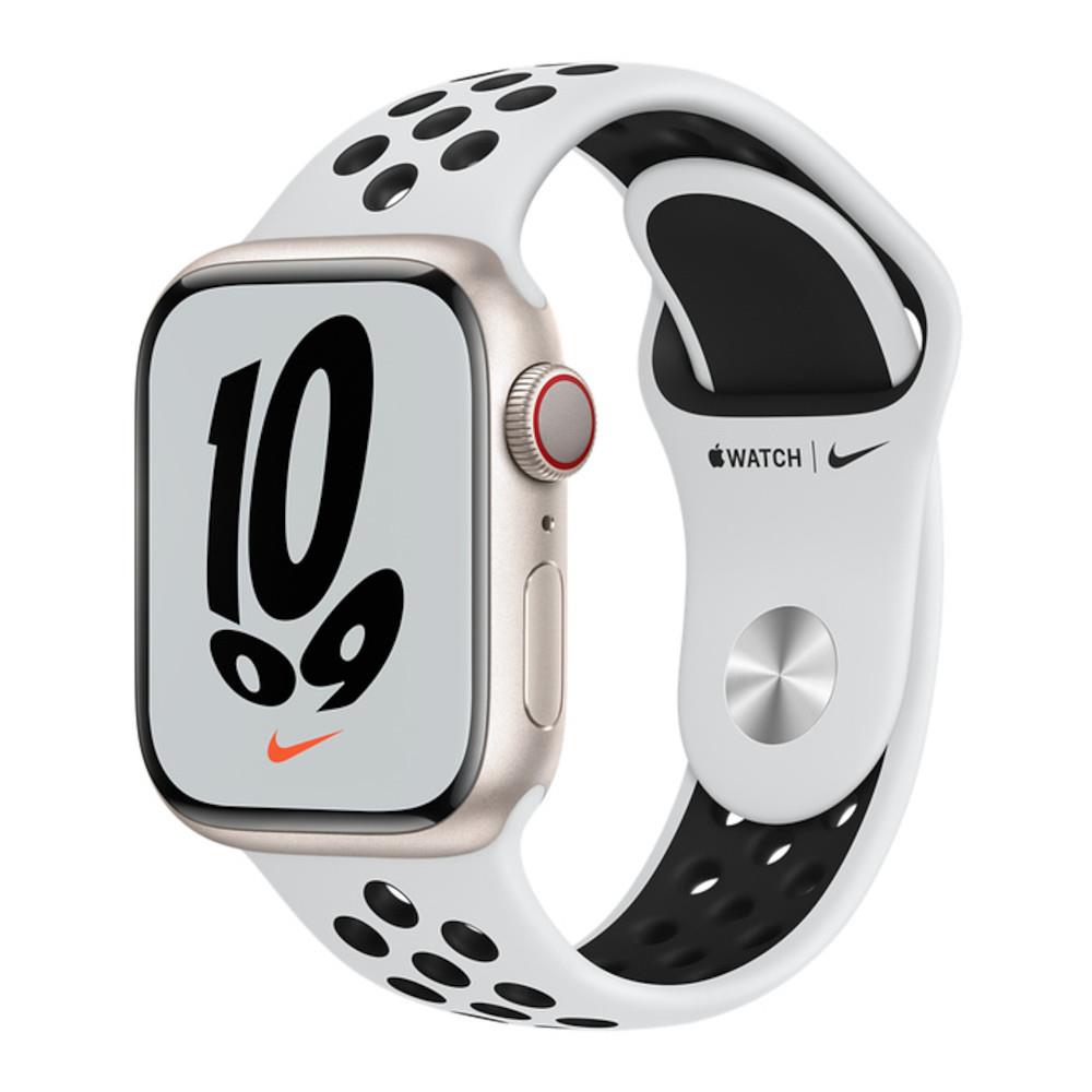 Apple Watch Series 7 GPS + Cellular Nike 41mm Starlight Alum Case Pure Plat/Black Nike Sport Band